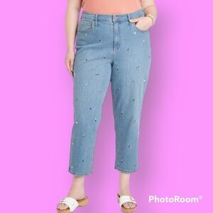 NWT Universal Thread Plus Size Vintage Straight Floral Jeans Size 24W